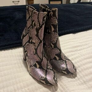 ALDO Aurella Snakeskin Booties Purple and Black